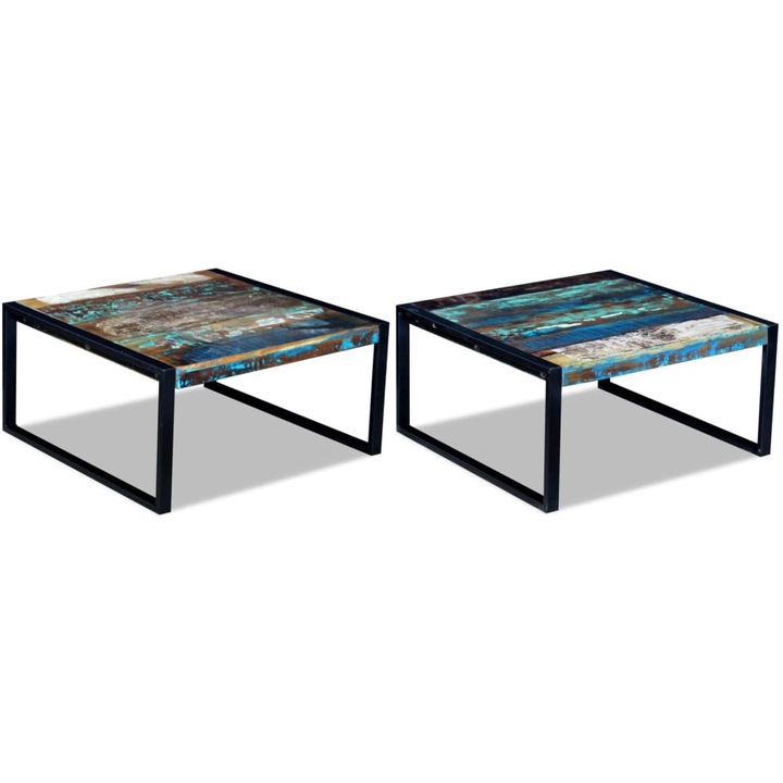 Masuta de cafea, 80 x 80 x 40 cm, lemn masiv reciclat