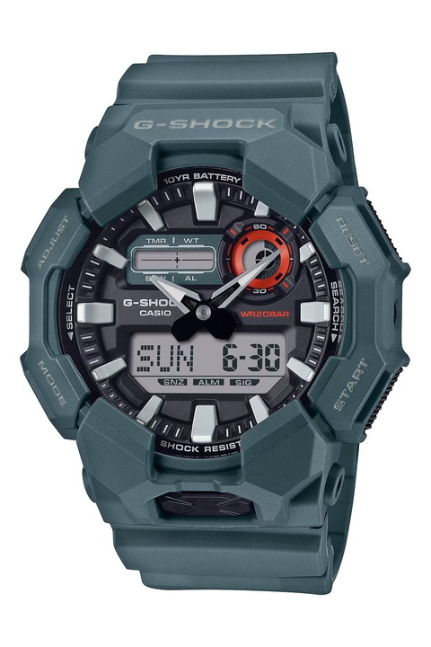 Casio, Multifunkciós analóg és digitális karóra, Ezüstszín, Halványzöld