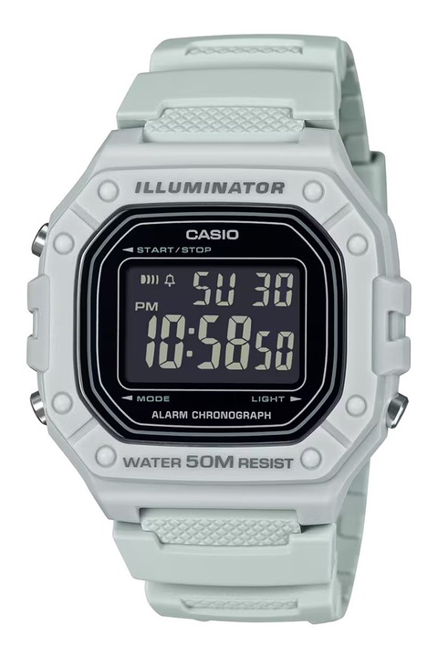 Casio, Правоъгълен часовник, Черен, Светлосив