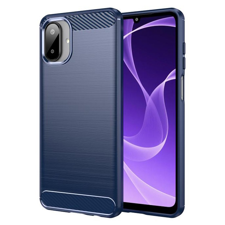 Husa Carbon pentru Samsung Galaxy A07 4G, Silicon TPU Durabil, Protectie sporita, Rezistenta la socuri, Grip Anti-Alunecare, Albastra