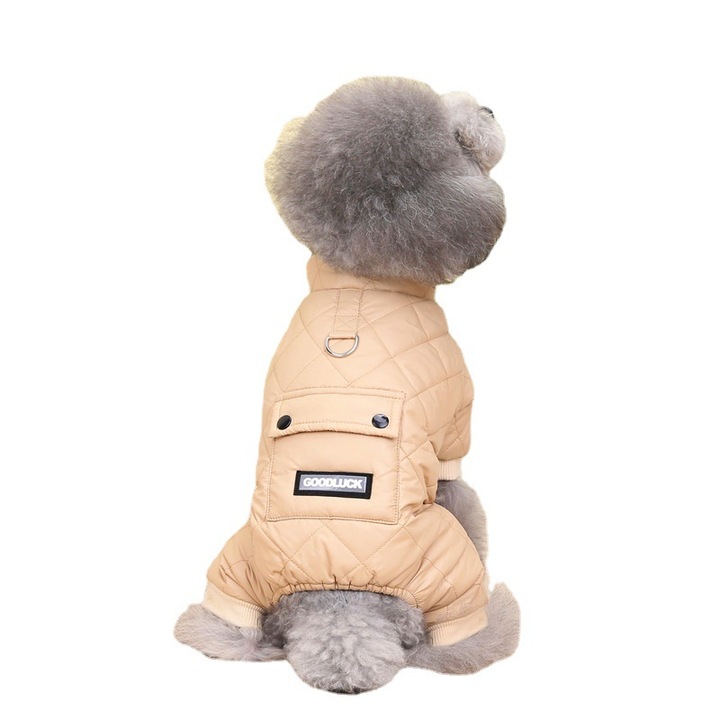 Salopeta flausata si impermeabila de iarna, pentru animale de companie, DOG-10, bej, 2XL
