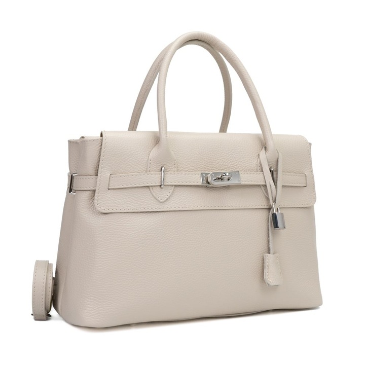 Poseta Piele Lelia - Bej, Geanta Casual din Piele Naturala, Geanta, Genti