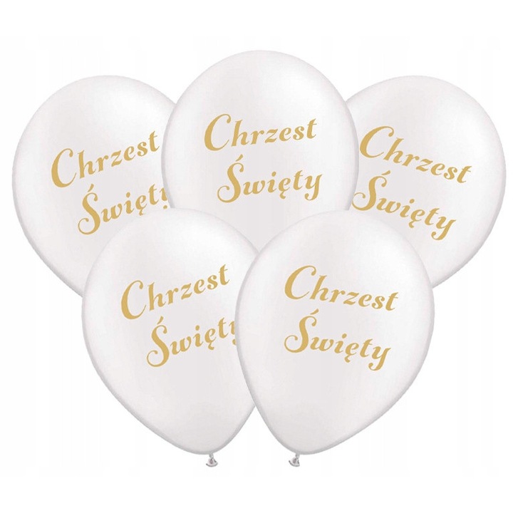 PartyPro léggömb szett, 14 hüvelyk, 5 db, fehér arany mintával