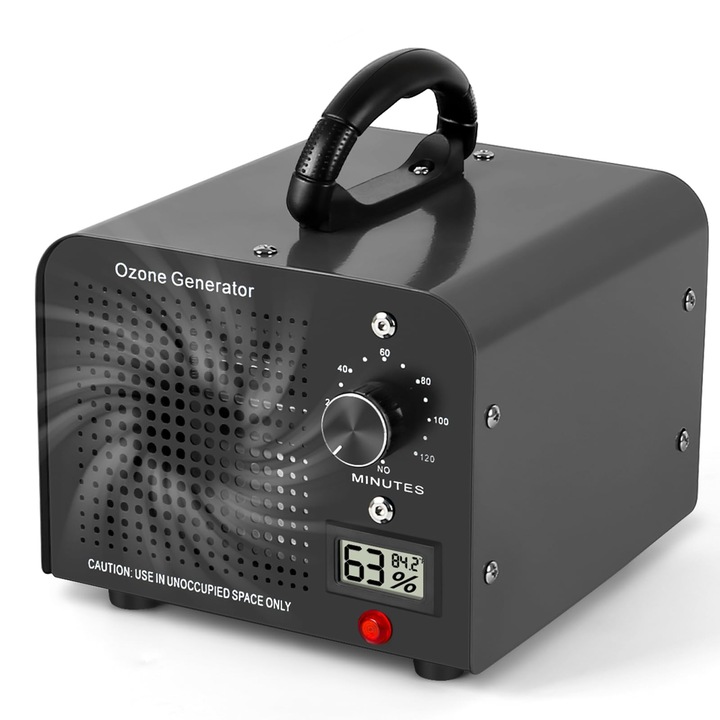 Generator de Ozon Zilchx, 60000 mg/h, cu afişaj de temperatură și umiditate, temporizator 120 minute, Ne