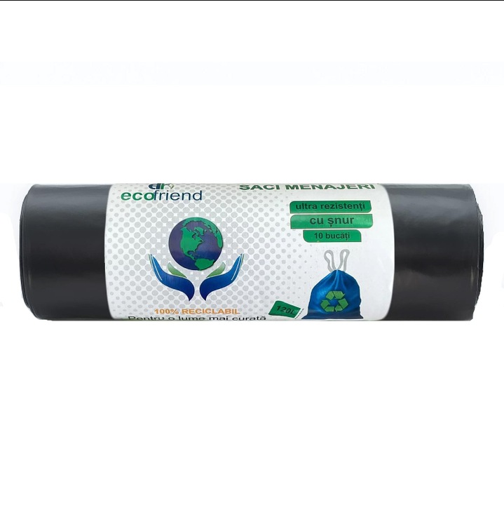 Изключително здрави торби за смет, с връзка, ECOFRIEND, 120 L