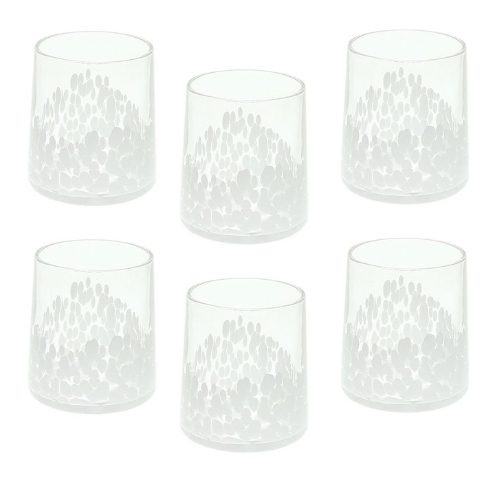 Set 6 pahare Andrea Fontebasso Venezia, Sticla, 300 ml, Transparent/Alb