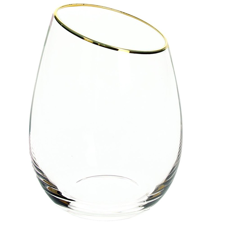 Set 6 pahare Andrea Fontebasso Margot, sticlă transparentă cu margine aurie, 440 ml