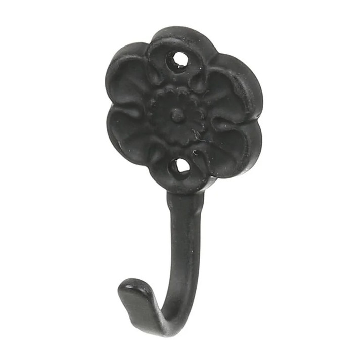 Fali Fogas 1 Egyszerű Akasztó Virág Minta Fém 4x2.2x2 Cm Antik Fekete Shopiens®