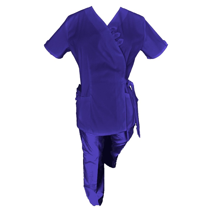 Costum Medical dama, Pe Stil, Model Daria, Poliester/Bumbac/Elastan, Albastru Electric, XL INTL
