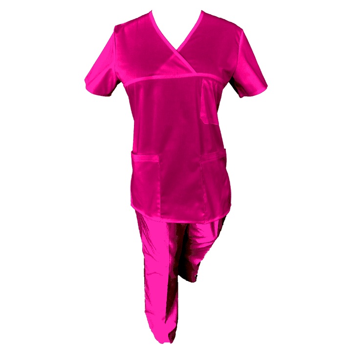 Costum medical dama Pe Stil, poliester, roz, M