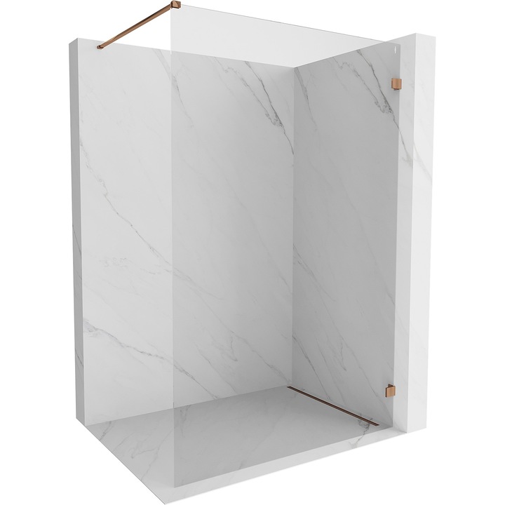 Mexen Lunar perete de dus Walk-in dreapta 160 x 200 cm, transparent 8 mm, aur roz - 830-160-000-60-00-P
