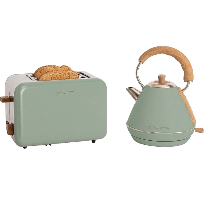 Комплект тостер и кана Retro Create, 2 филийки, 850W, капацитет 1 литър, многоцветен