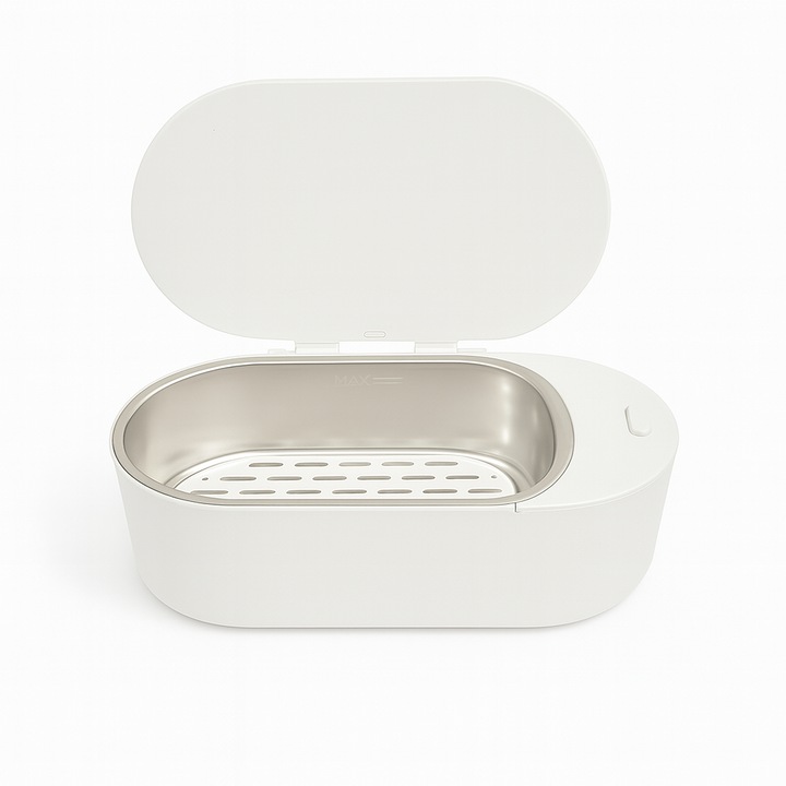 Aparat de curatat cu ultrasunete pentru bijuterii, ochelari si proteze dentare, 500 ml, frecventa 47 kHz, putere 24 W, design compact