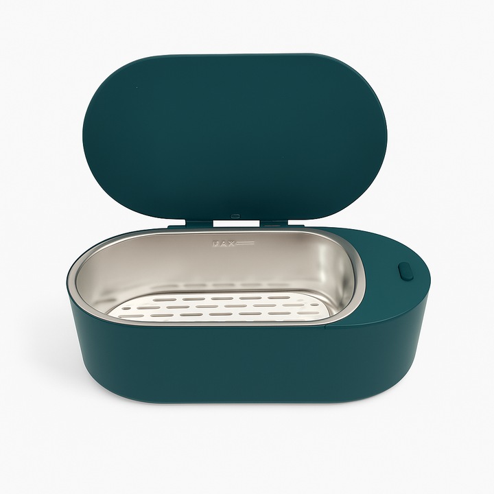 Aparat de curatat cu ultrasunete pentru bijuterii, ochelari si proteze dentare, 500 ml, frecventa 47 kHz, putere 24 W, design compact