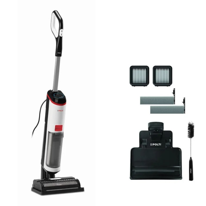 Aspirator vertical cu fir Polti RollySteam WD10C, abur si aspirare umed-uscata, 450 W, gri/alb, 0.6 l