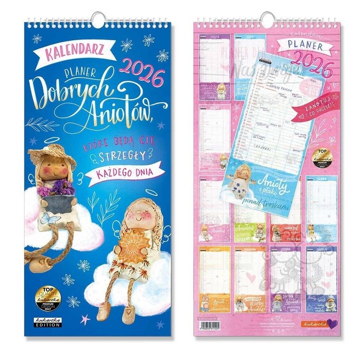 Planer 2026, KUKARTKA, calendar perete, 21x45cm, citate, modern