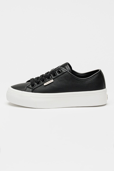 CALVIN KLEIN JEANS, Pantofi sport flatform de piele, Negru