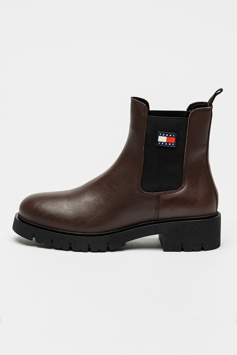 Tommy Jeans, Ghete Chelsea cu toc masiv, Maro inchis