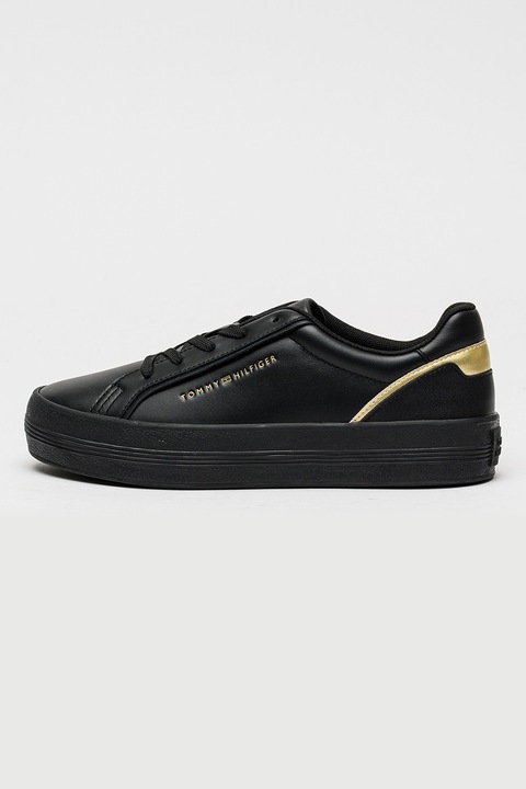 Tommy Hilfiger, Vulc Foxing flatform sneaker, Fekete