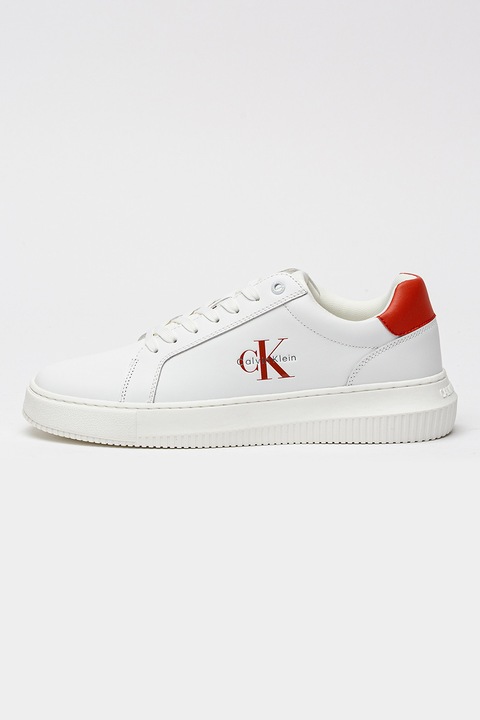 CALVIN KLEIN JEANS, Bőrsneaker, Piros/Fehér