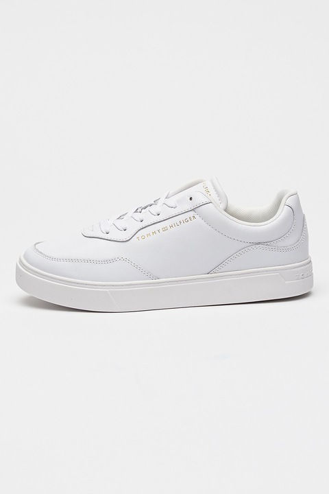 Tommy Hilfiger, Pantofi sport din piele cu talpa cupsole Casual, Alb