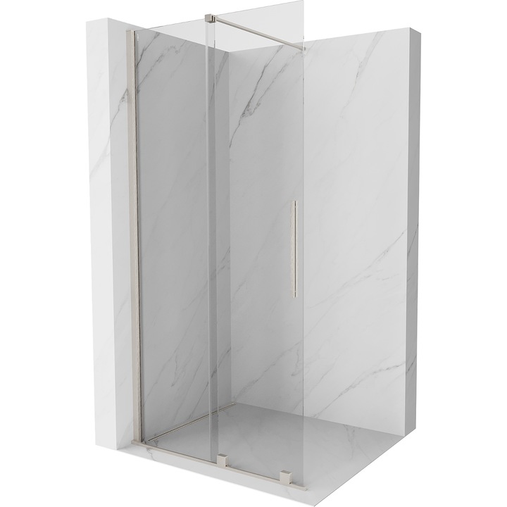 Mexen Velar perete de dus glisant Walk-in 75 x 200 cm, transparent 8 mm, nichel periat - 871-075-000-03-97