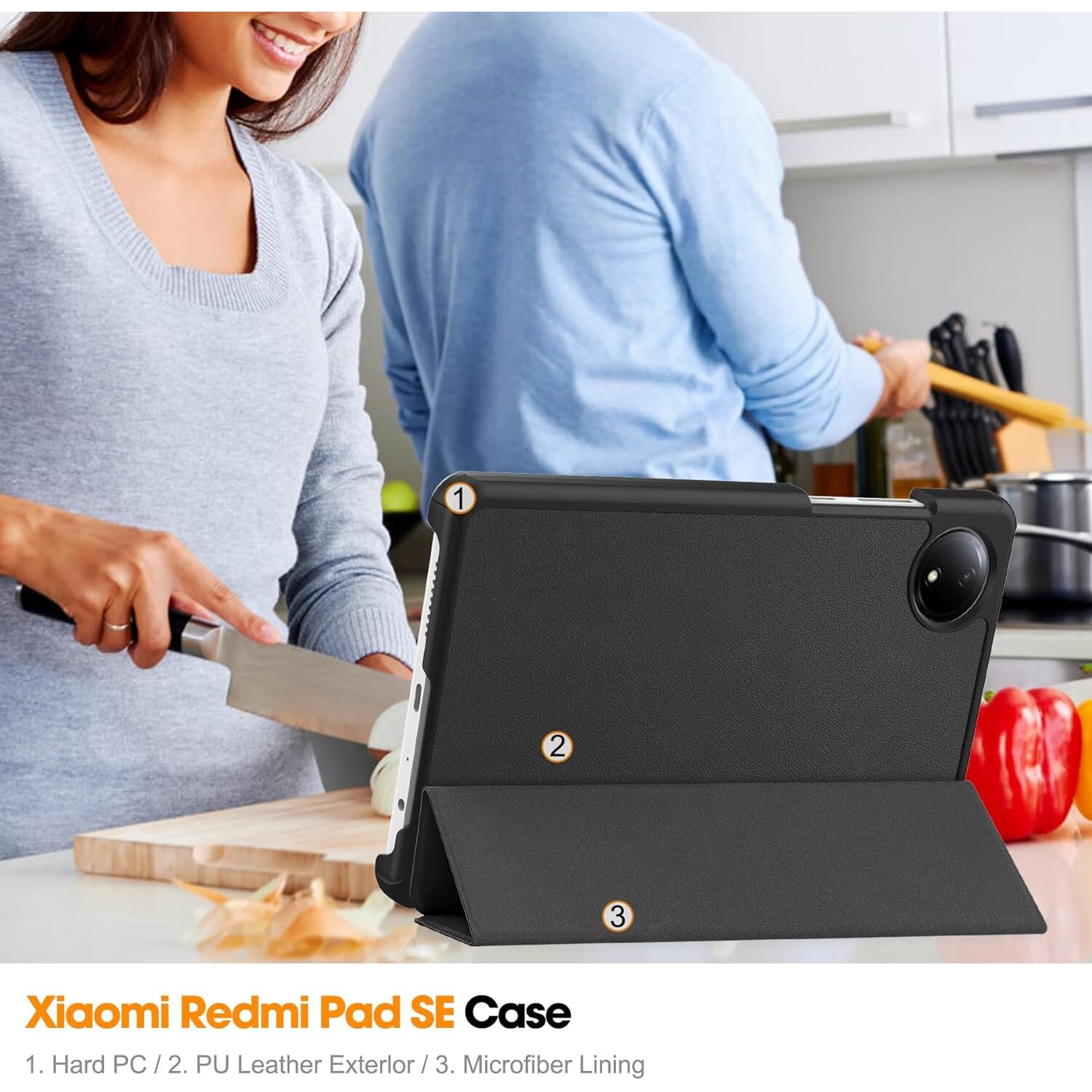 Husa Sigloo pentru tableta Xiaomi Redmi Pad SE 8.7" (2024), Piele Ecologica, Negru