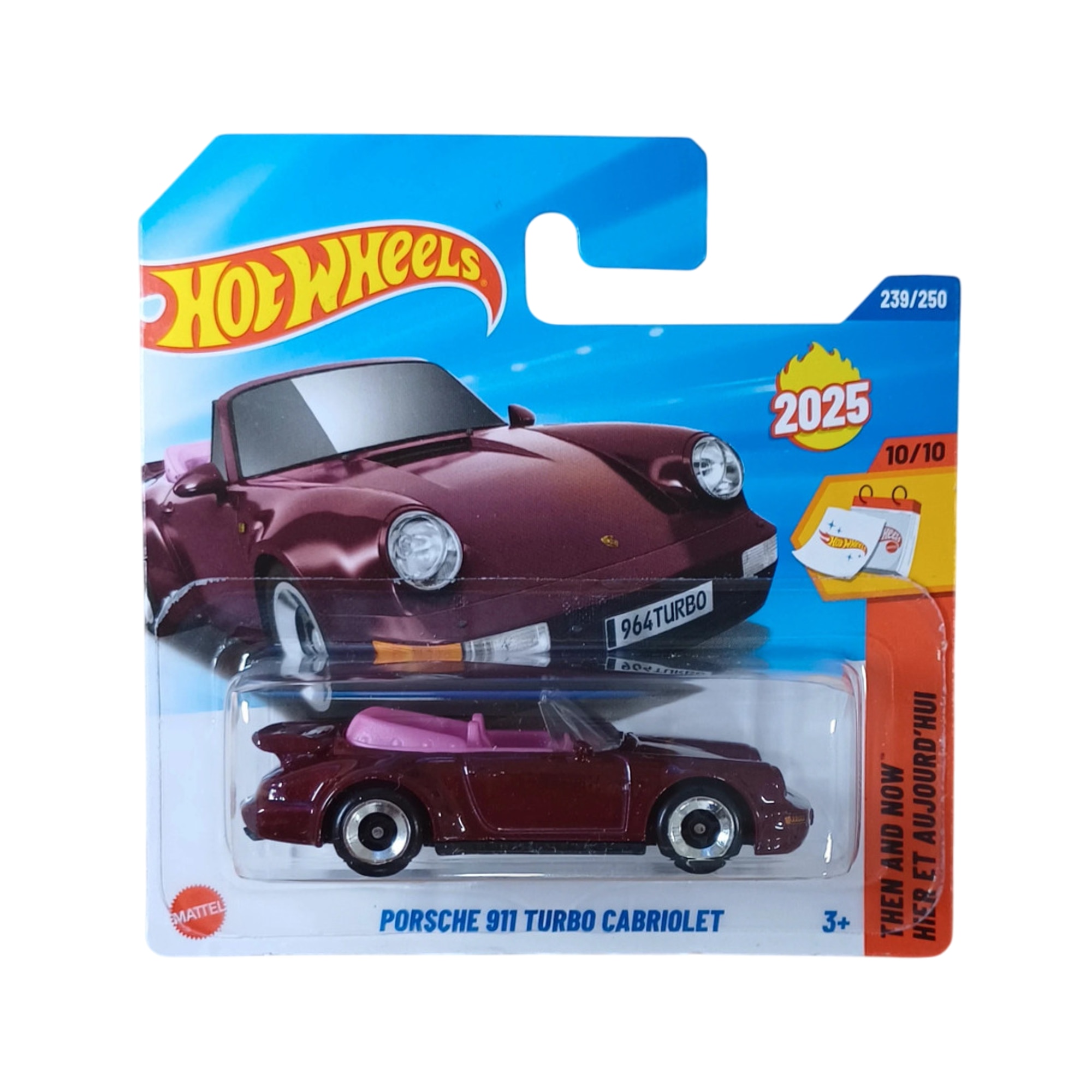 Masinuta Hot Wheels Porsche 911 Turbo Cabriolet, visiniu, scara 1