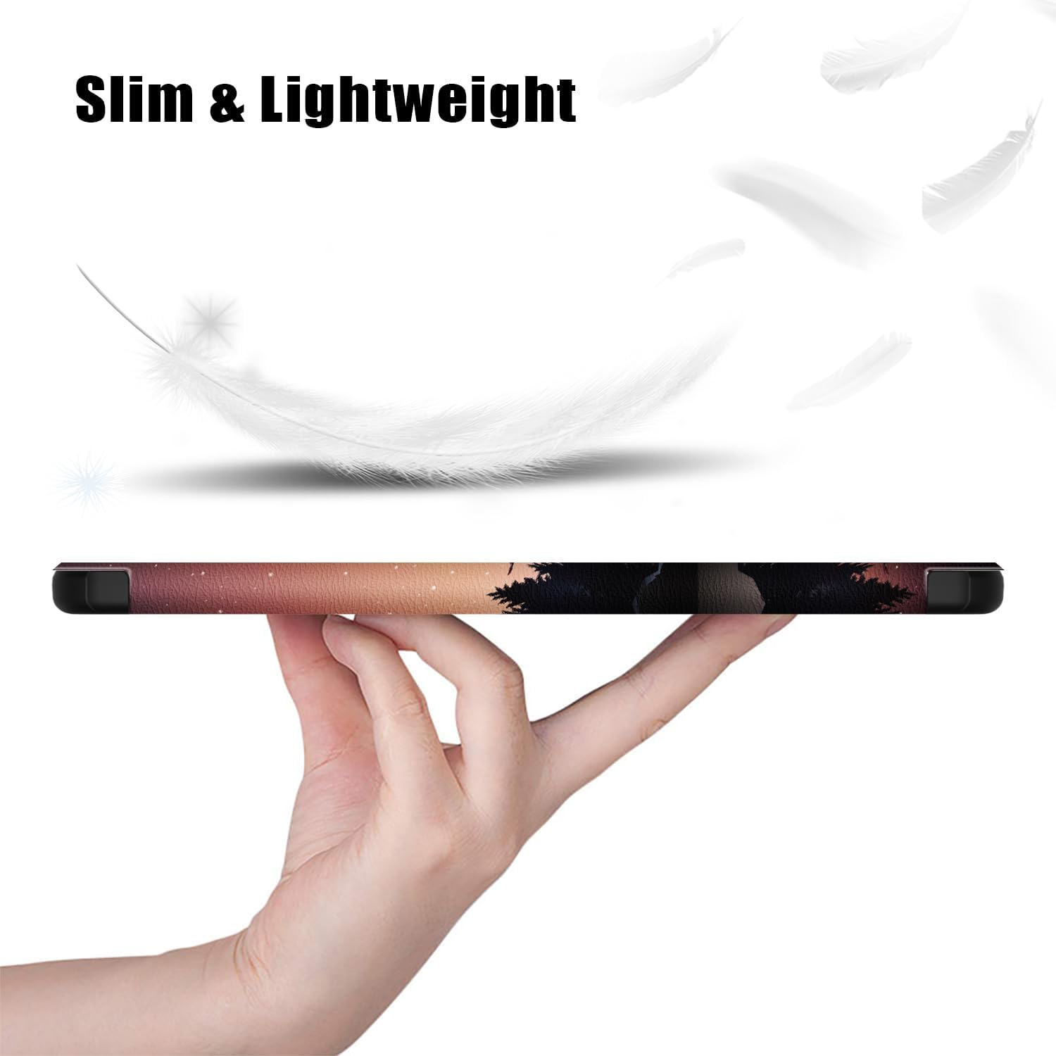 Husă Sigloo pentru tabletă Nightfall, Slim, Tri-Fold Magnetic, Piele Ecologică, 8.7"
