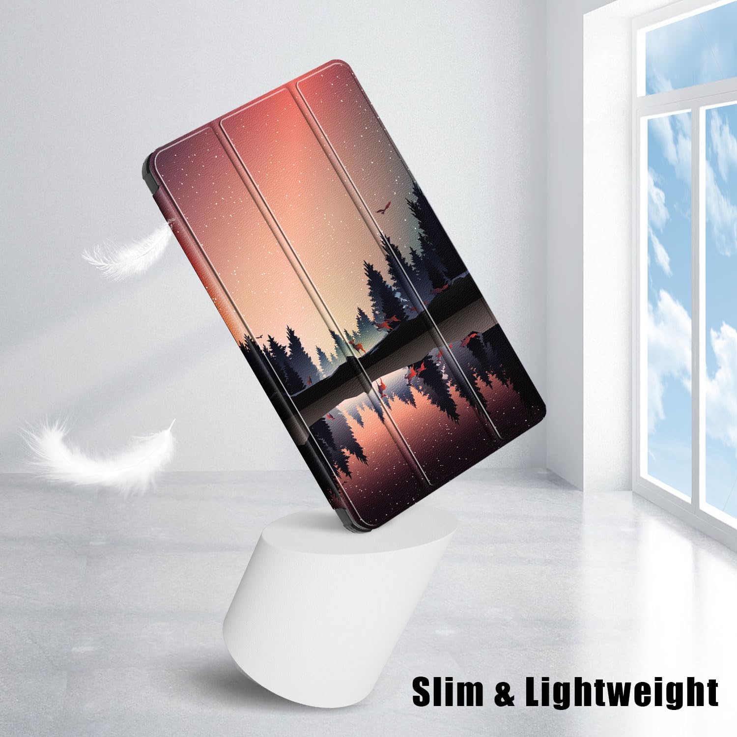 Husă Sigloo pentru tabletă Nightfall, Slim, Tri-Fold Magnetic, Piele Ecologică, 8.7"