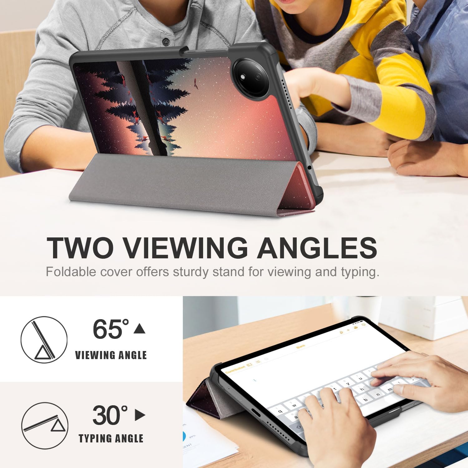 Husă Sigloo pentru tabletă Nightfall, Slim, Tri-Fold Magnetic, Piele Ecologică, 8.7"