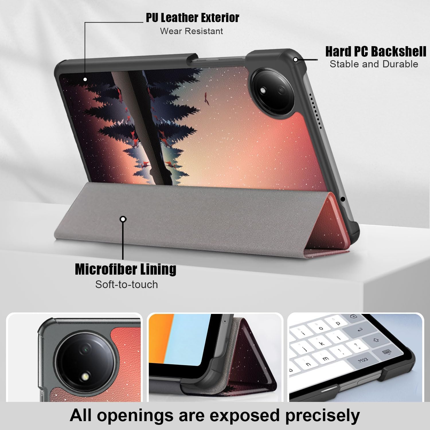 Husă Sigloo pentru tabletă Nightfall, Slim, Tri-Fold Magnetic, Piele Ecologică, 8.7"