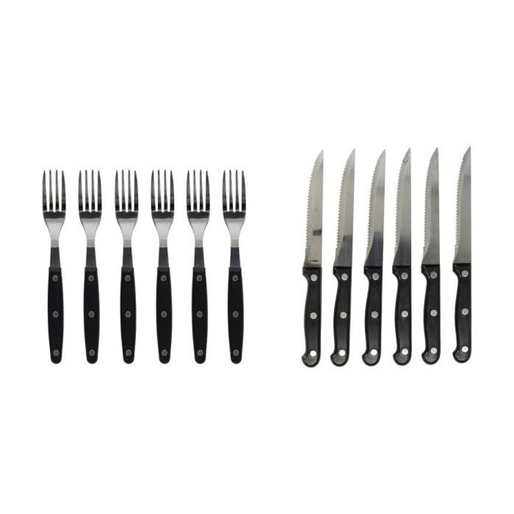 Set 6 Furculite Si Cutite maner negru Mythos Tognana