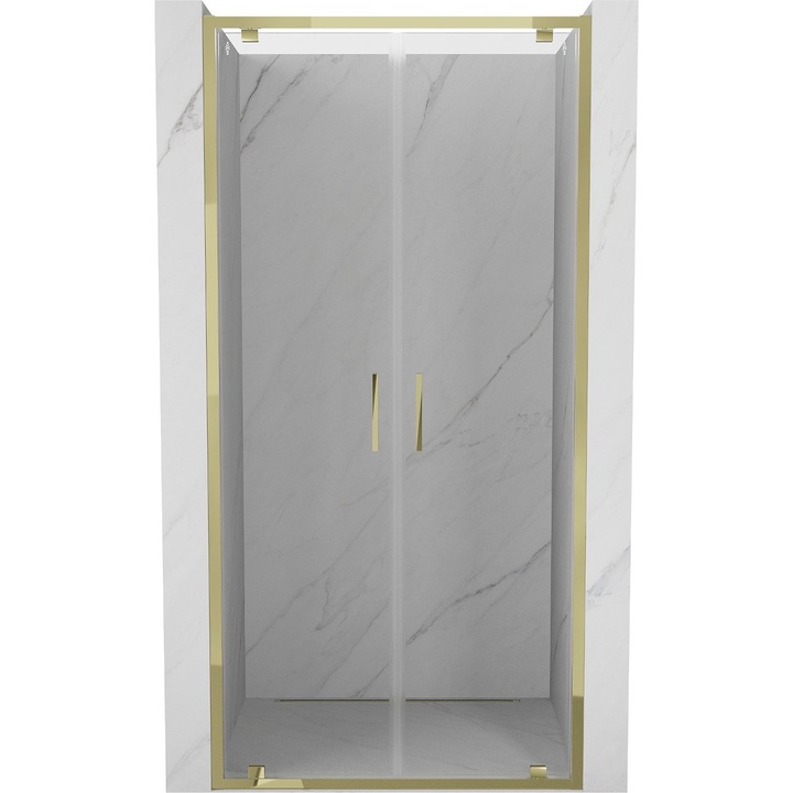 Mexen Exo usi de dus duble pivotante 90 cm, transparent, auriu - 8182-090-000-50-00