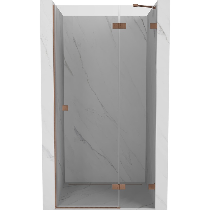 Mexen Lunar usi de dus batante dreapta 115 cm, transparent, cupru periat - 834-115-000-65-00-P