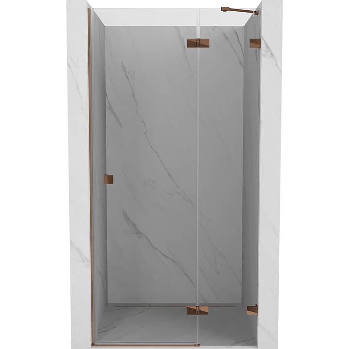 Usa de dus batanta dreapta Mexen Lunar 75 cm, transparent, aur roz, 200x75cm