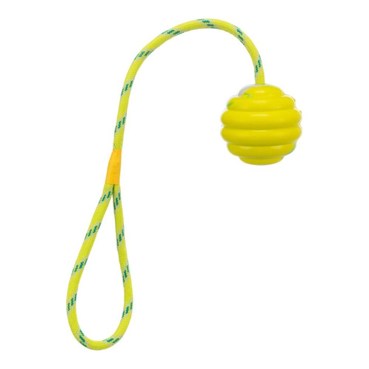 Jucarie Trixie minge ondulata cu sfoara 6 cm 33724
