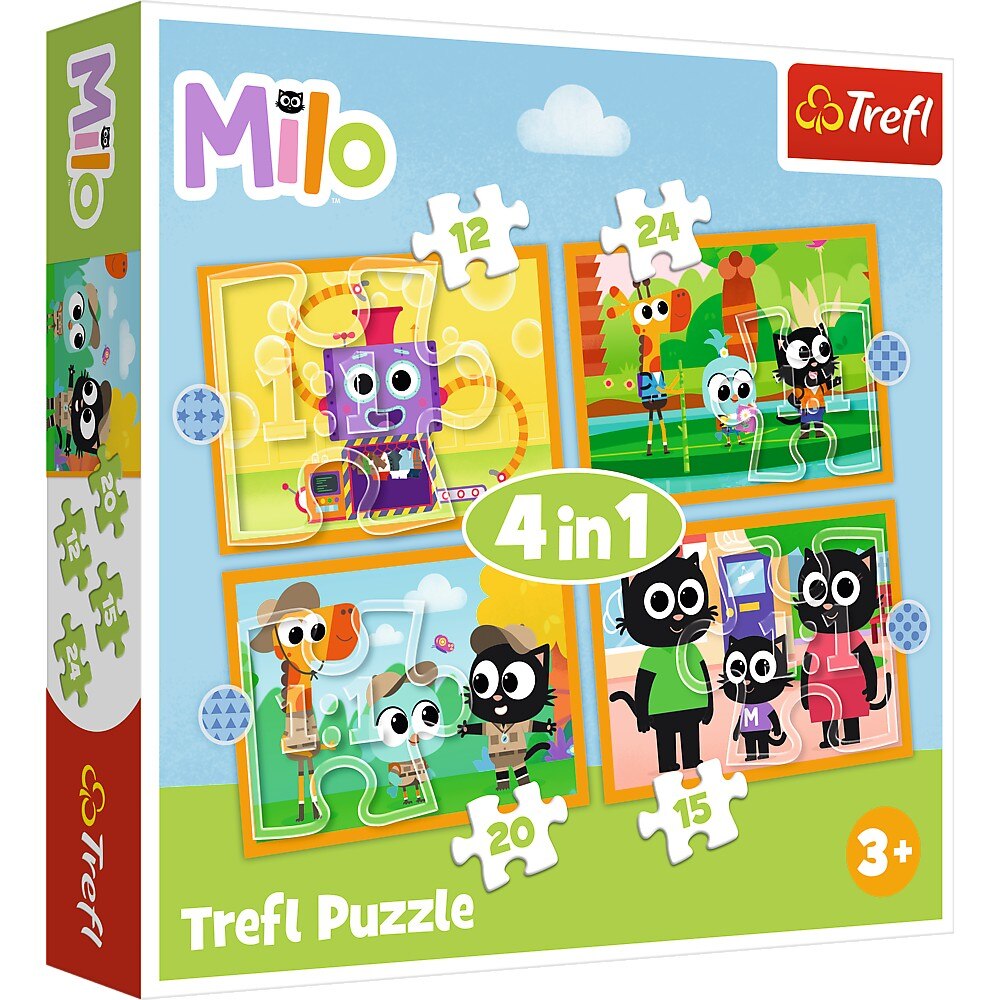 Puzzle Trefl 4 in 1 - Planeta Milo, Intalnire cu Milo si prietenii