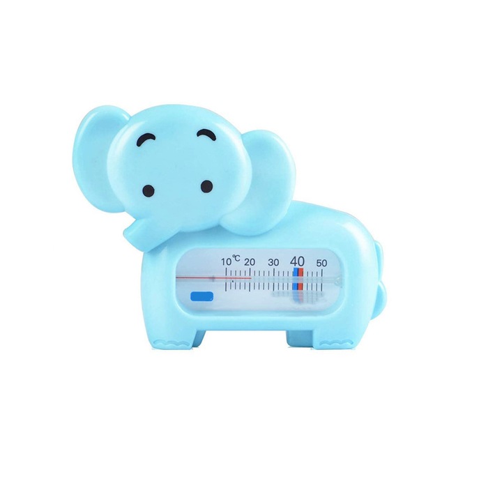 Termometru de Baie 2 in 1, Comando Kids, pentru Copii si Bebelusi, Rezistent la Apa, Fara Mercur, Precizie Ridicata, Multifunctional, Compact, Model Elefant, Albastru deschis