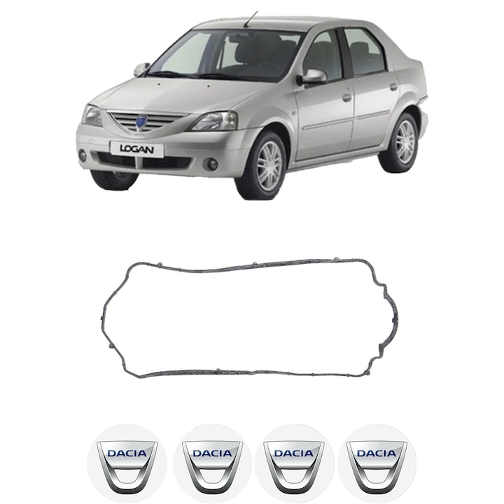 Set garnitura chiuloasa capac culbutori DACIA LOGAN (LS_) 1.2 16V (LS1N, LS02, BS02) din 2006 KW 55 CP 75 CMC 1149, Auto, Elring, 4x Stikere auto cu DACIA