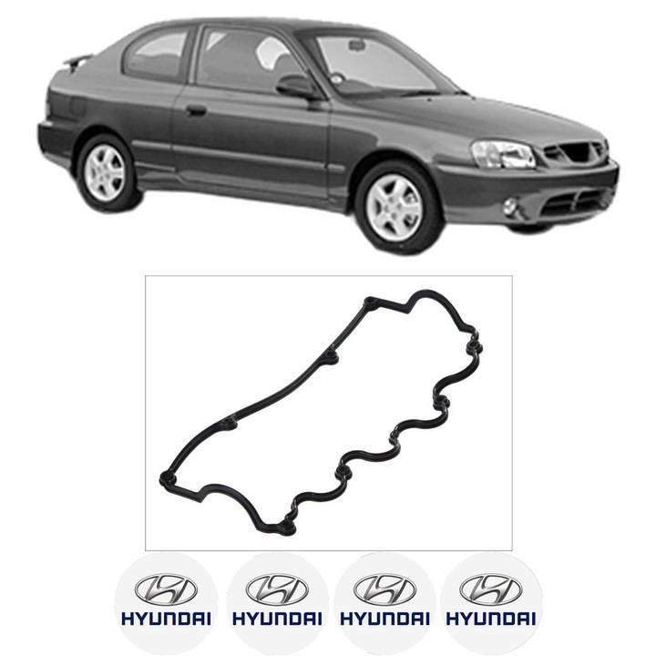Set garnitura chiuloasa capac culbutori HYUNDAI ACCENT II (LC) 1.3 din 2002-2005 KW 62 CP 84 CMC 1341, Auto, Elring, 4x Stikere auto cu HYUNDAI