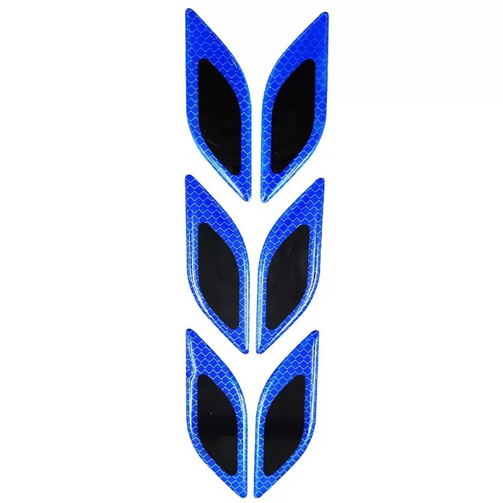 Set 6 Stickere Reflectorizante, Montaj Rapid, Albastru, 10x3 cm, FABOKA®