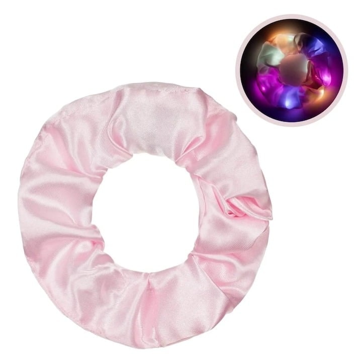 Elastic pentru păr Dactylion, 10 LED-uri, 3 moduri iluminare, roz