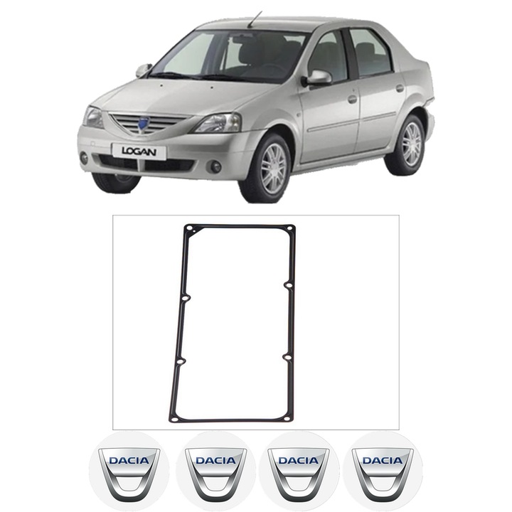 Set garnitura chiuloasa capac culbutori DACIA LOGAN (LS_) 1.4 (LS0A, LS0C, LS0E, LS0G) din 2004 KW 55 CP 75 CMC 1390, Auto, Elring, 4x Stikere auto cu DACIA