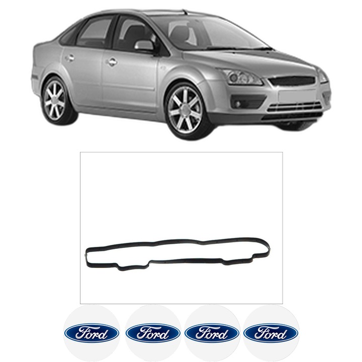 Set garnitura chiuloasa capac culbutori FORD FOCUS II Saloon (DB_, FCH, DH) 1.6 TDCi din 2005-2012 KW 66 CP 90 CMC 1560, Auto, Elring, 4x Stikere auto cu FORD