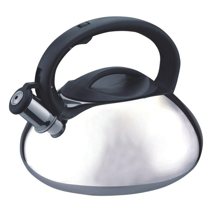 Feniks Max 3l rozsdamentes acél teáskanna, ezüst, fekete fogantyúval és fedéllel