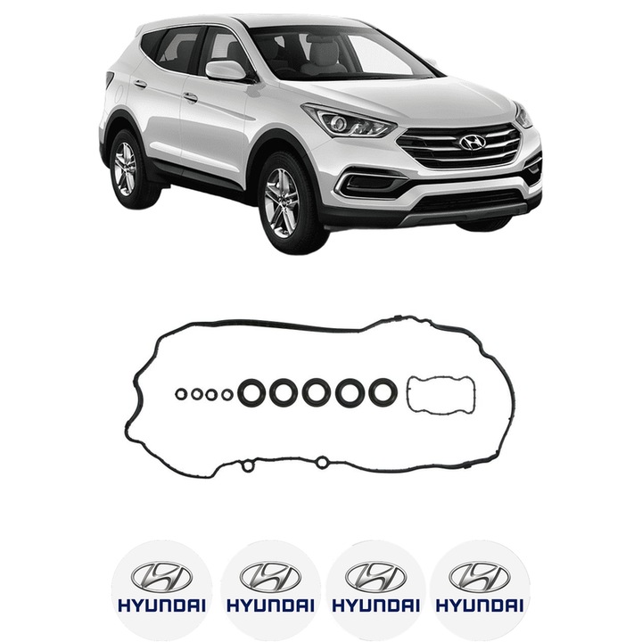 Set garnitura chiuloasa capac culbutori HYUNDAI SANTA FE IV (TM, TMA) 1.6 T-GDI Hybrid HTRAC din 2020 KW 169 CP 230 CMC 1598, Auto, Elring, 4x Stikere auto cu HYUNDAI