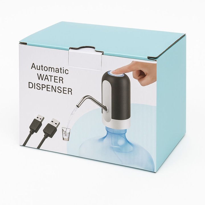 Automata USB-töltős vízadagoló – Kompatibilis nagy palackokkal, egygombos adagolás, ideális otthonra, irodába, kempingezéshez