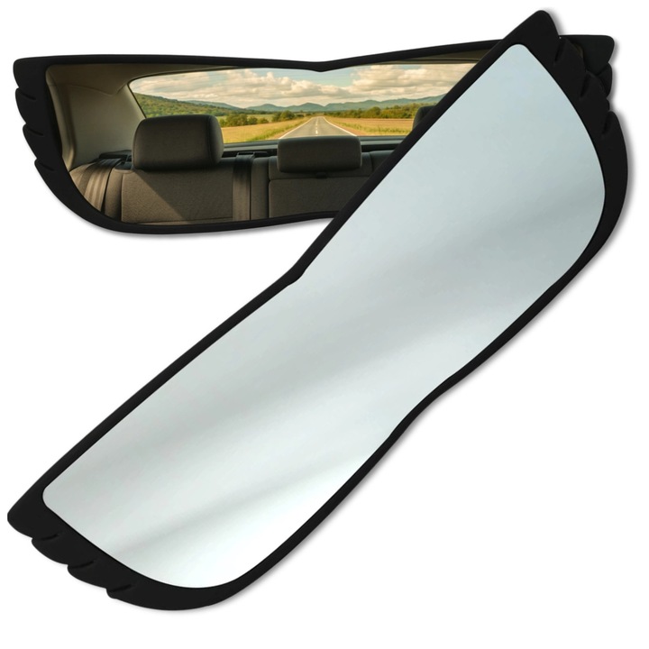 Oglinda retrovizoare auto panoramica Edibazzar, 28,5x7,2x2cm