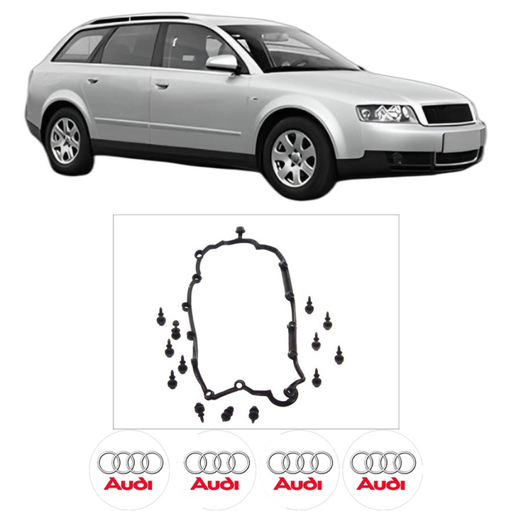 Set garnitura chiuloasa capac culbutori AUDI A4 B6 Avant (8E5) 1.9 TDI din 2004-2004 KW 85 CP 116 CMC 1896, Auto, Elring, 4x Stikere auto cu AUDI